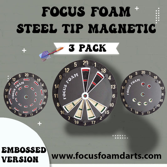 Steel Tip 3-Pack - Best Sellers - Magnetic Dartboard Overlays (Embossed/Carbon Fiber Look)