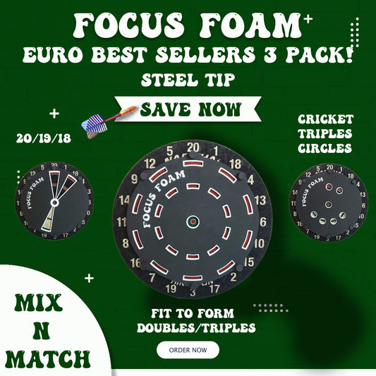 Steel Tip 3-Pack - European Best Sellers - Dartboard Overlays (Non-Magnetic)
