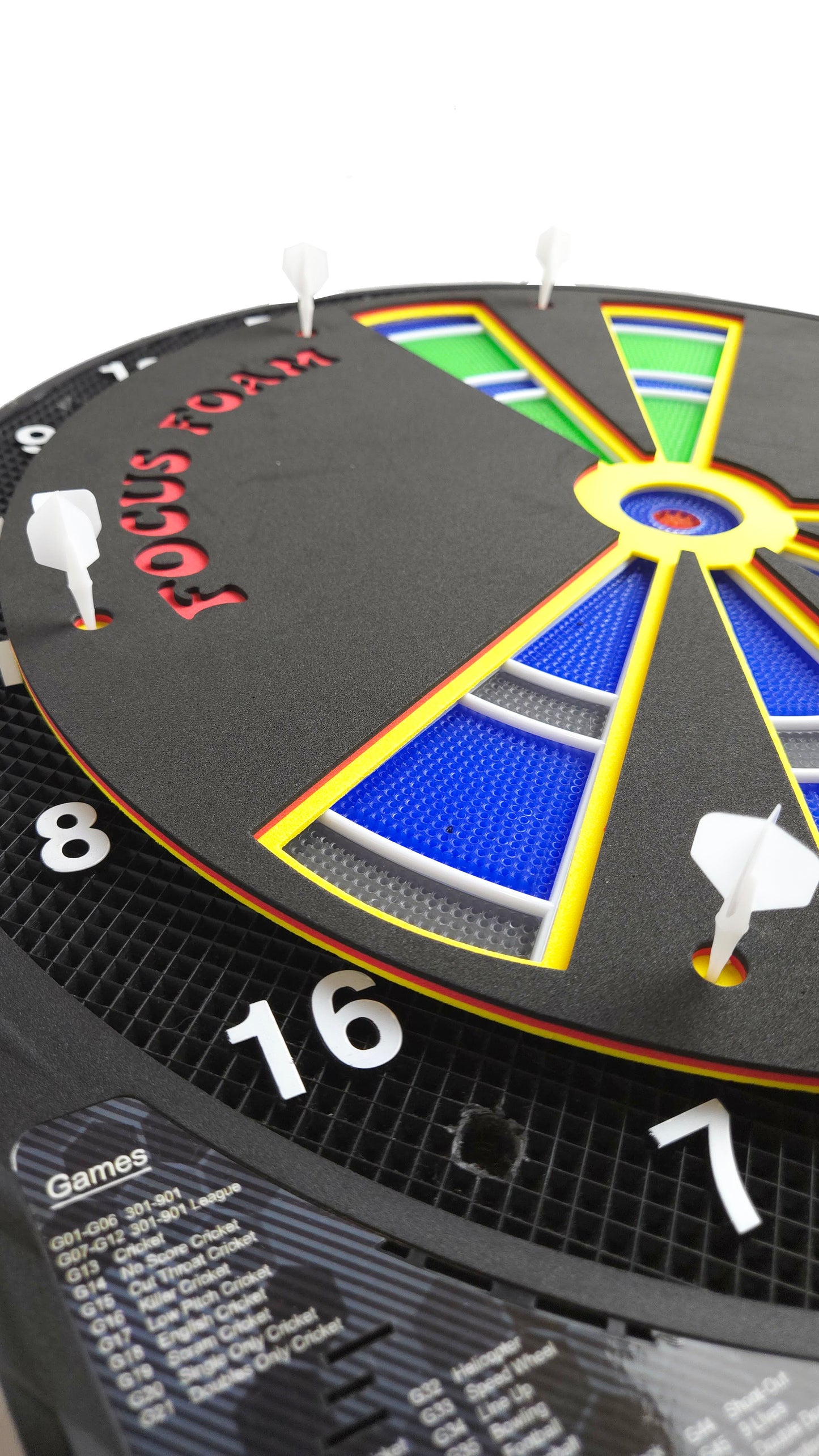 Soft Tip Dartboard Overlay – Cricket Trainer (Red, Black, Yellow, 15.5")
