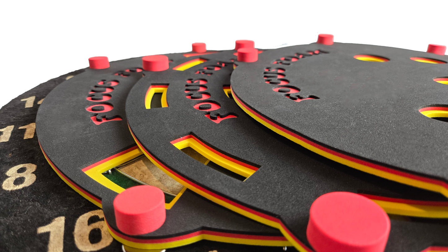 Magnetic Steel Tip Dartboard Overlay – Cricket Triples Circles (Red, Black, Yellow)