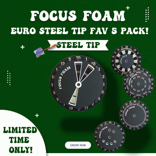 Steel Tip 5-Pack - European Favorites - Dartboard Overlays (Non-Magnetic)