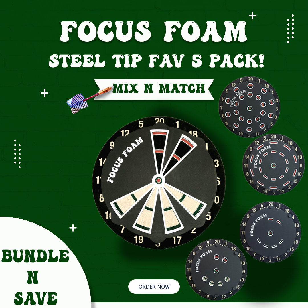 Steel Tip 5-Pack - Focus Foam Favorites - Dartboard Overlays (Non-Magnetic)