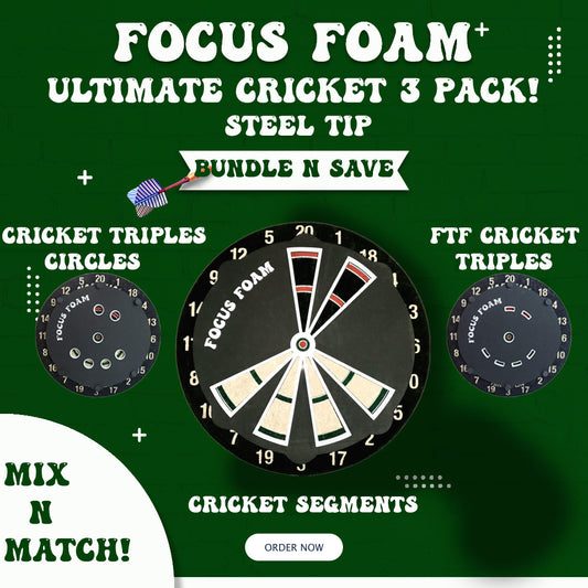 Steel Tip 3-Pack - Ultimate Cricket Trainer Set - Dartboard Overlays (Non-Magnetic)