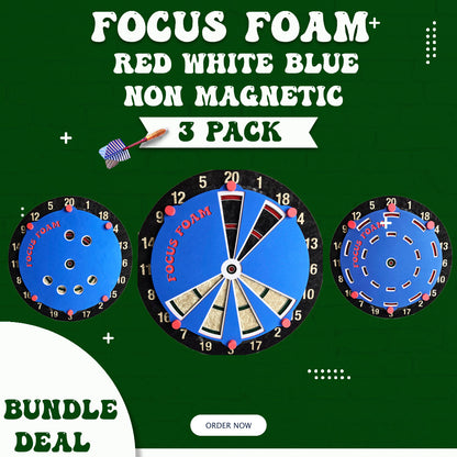 Steel Tip 3-Pack - Best Sellers - Non Magnetic Dartboard Overlays (Red, White, Blue)